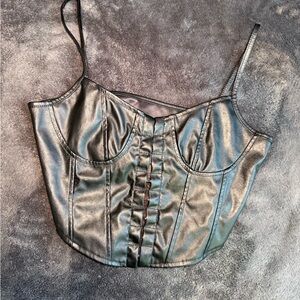 Black Faux Leather Corset Top